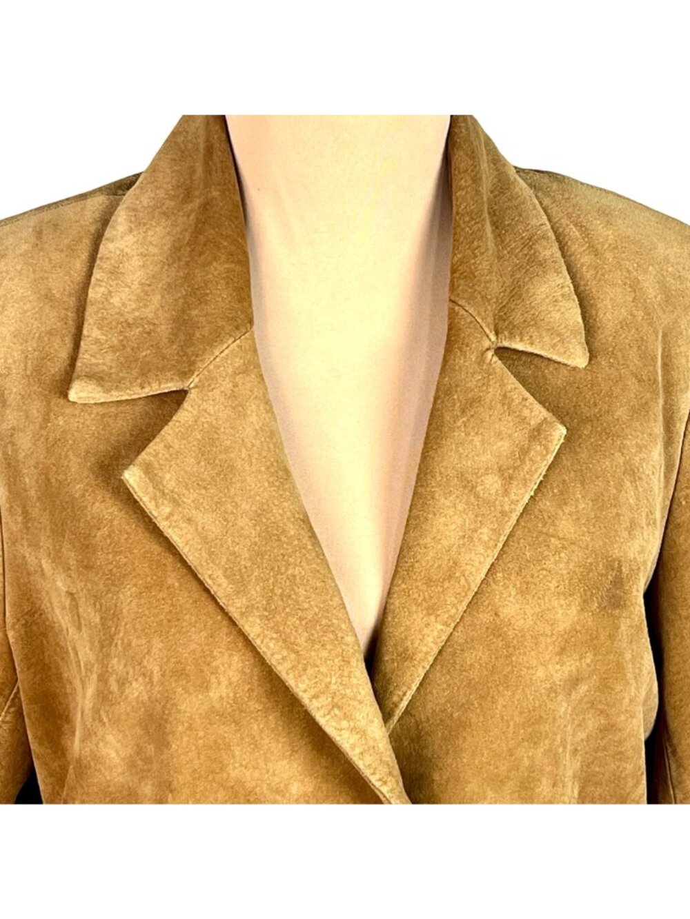 Bernardo Camel Suede Barn Chore Coat S Oversize Washable Distressed Boho Chic - Picture 3 of 15
